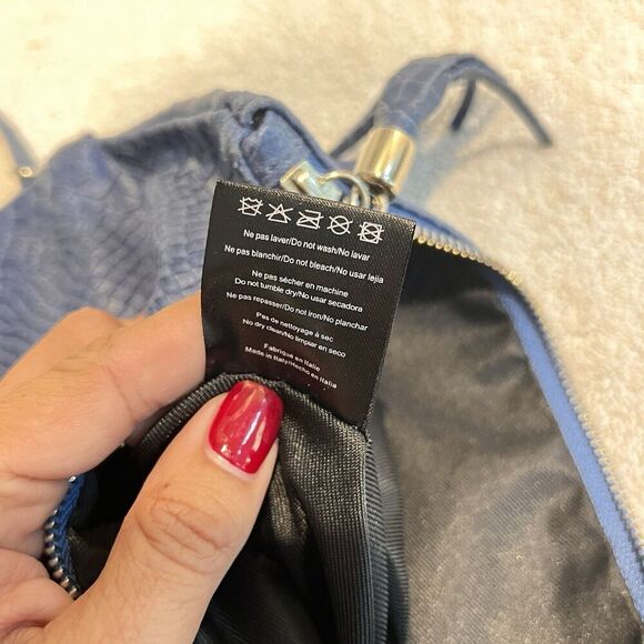 Vimoda Paris Blue Crossbody Purse Leather Woman S 10.5x7.25" Italy Foldover Chic - Picture 11 of 13